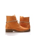 Světle hnědé kožené boty s tkaničkami Online Shoes (257652) - 3