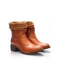 Hnědé kožené ohrnovací polokozačky Online Shoes 40 (55423) - 6