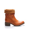 Hnědé kožené ohrnovací polokozačky Online Shoes 40 (55423) - 1