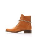 Světle hnědé kožené boty s tkaničkami Online Shoes (257652) - 5