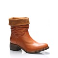 Hnědé kožené ohrnovací polokozačky Online Shoes 40 (55423) - 4