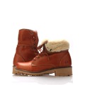 Hnědé kožené kotníkové boty s kožíškem Online Shoes 42 (257659) - 3