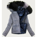 Tmavě modro-šedá oboustranná dámská bunda (b9555) (2949033) - 11