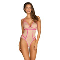 Elegantní body Nudelia teddy neon pink - Obsessive (2707047) - 1