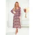 Dámské šifonové midi šaty s hnědým vzorem "boho" 378-1 (3398515) - 4