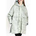 Dámská prošívaná oversize bunda v mátové barvě s kapucí (ag5-010) (3165633) - 2