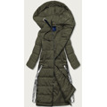 Dlouhá dámská péřová bunda v khaki barvě (AG3-3038) (3605293) - 1