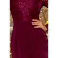Elegantní tužkové šaty v bordó barvě s krajkou model 6347583 (1058745) - 6