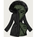 Černá/khaki teplá oboustranná dámská zimní bunda (w610) (3505690) - 1