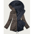 Tmavě modro-hnědá oboustranná dámská bunda parka (W580) (2918090) - 5