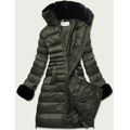Dłuższa damska pikowana kurtka zimowa khaki (j19-017) (2962673) - 9