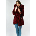 Bawełniana damska parka zimowa z futrem bordowa (xw801-3x) (2942929) - 3