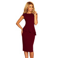 Elegantní dámské midi šaty v bordó barvě s volánkem model 6261782 (1058716) - 5
