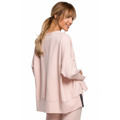 M491 Svetr nadměrné velikosti s bočními rozparky - candy pink (3213996) - 3