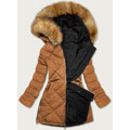Černo-karamelová oboustranná dámská zimní bunda (m-210a5) (3059407) - 2