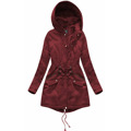 Bawełniana damska parka zimowa z futrem bordowa (xw801-3x) (2942929) - 5