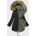 Khaki-černá oboustranná dámská zimní bunda (2M-21508) (3605420) - 3