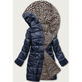 Tmavě modro-béžová přeložená obálková dámská bunda s kapucí (B8040-3046) (3490875) - 1