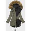 Khaki-černá oboustranná dámská zimní bunda (2M-21508) (3605420) - 1
