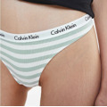 Dámská tanga D1617E 5XD bílá/zelená - Calvin Klein (3612173) - 3