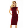 Dámské midi šaty SARA v bordó barvě se zvýšeným střihem model 6353673 (1058742) - 1