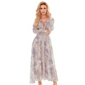 Dámské šifonové béžovo-světle modré midi šaty se vzorem "boho" 378-2 (3416411) - 3