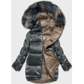 Grafitovo-béžová oboustranná oversize bunda (h-1088-62) (3578032) - 1