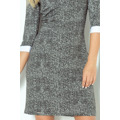 Dámské společenské šaty COLLAR krátké SAF-110-2 šedo/bílé - Numoco (2572440) - 12
