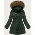 Dámská zimní bunda parka v army barvě s kožešinovou podšívkou (m-21501) (3159237) - 4