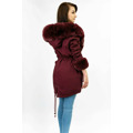 Bawełniana parka z futrem bordowa (xw805x) (2942924) - 5