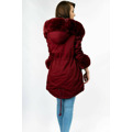 Bawełniana damska parka zimowa z futrem bordowa (xw801-3x) (2942929) - 8