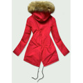 Červená dámská zimní bunda typu parka (b2628) (2961358) - 3