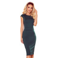TAMARA - Elegantní dámské midi šaty v lahvově zelené barvě s páskem 301-3 (3113638) - 3