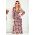 Dámské šifonové midi šaty s hnědým vzorem "boho" 378-1 (3398515) - 1