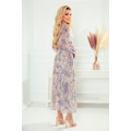 Dámské šifonové béžovo-světle modré midi šaty se vzorem "boho" 378-2 (3416411) - 5