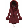 Bawełniana parka z futrem bordowa (xw805x) (2942924) - 1