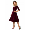 M645 Sametové zavinovací midi šaty - vínové (3215202) - 6
