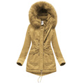 Damska zimowa parka z kapturem musztardowa (7617) (2943419) - 1