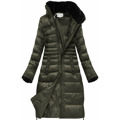 Dłuższa damska pikowana kurtka zimowa khaki (j19-017) (2962673) - 1