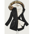 Černo/ecru/hnědá teplá dámská zimní bunda  (w629big) (3505703) - 1