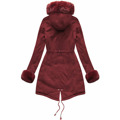 Bawełniana damska parka zimowa z futrem bordowa (xw801-3x) (2942929) - 6