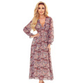Dámské šifonové midi šaty s hnědým vzorem "boho" 378-1 (3398515) - 3