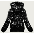 Lesklá černá dámská bunda se stahovacím lemem (LD7250BIG) (3140912) - 2