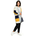 Dámský dlouhý svetr BK011 model 2 Béžovo-žluto-šedá - BEwear (2971243) - 1