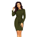 Dámské šaty v khaki barvě se širokým páskem k zavazování model 7007567 (1032534) - 5