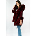 Bawełniana damska parka zimowa z futrem bordowa (xw801-3x) (2942929) - 11