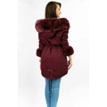 Bawełniana parka z futrem bordowa (xw805x) (2942924) - 4