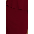 Elegantní dámské midi šaty v bordó barvě s volánkem model 6261782 (1058716) - 6