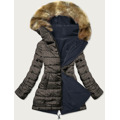 Tmavě modro-hnědá oboustranná dámská bunda (w555) (2856383) - 4