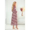 Dámské šifonové midi šaty s hnědým vzorem "boho" 378-1 (3398515) - 5